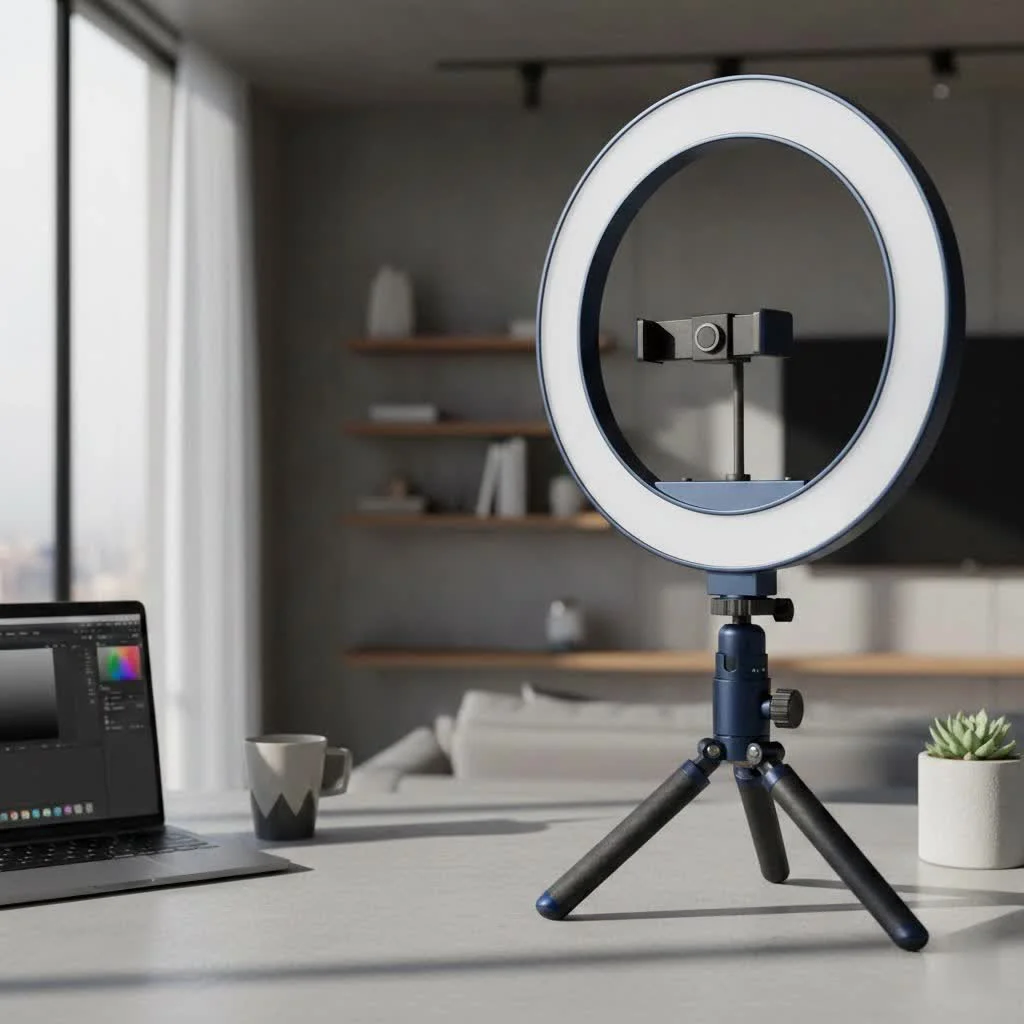 Person using a ring light for content creation