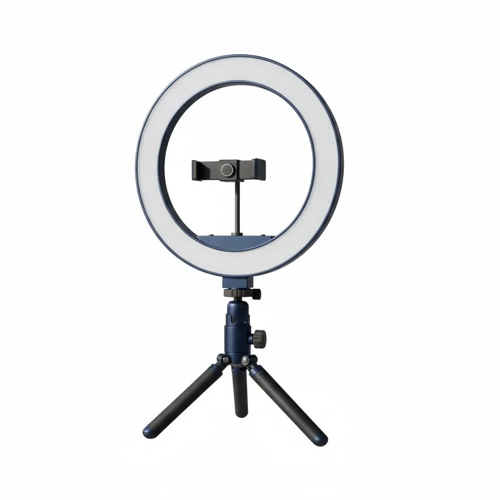 Neewer ring light illuminating a person for content creation