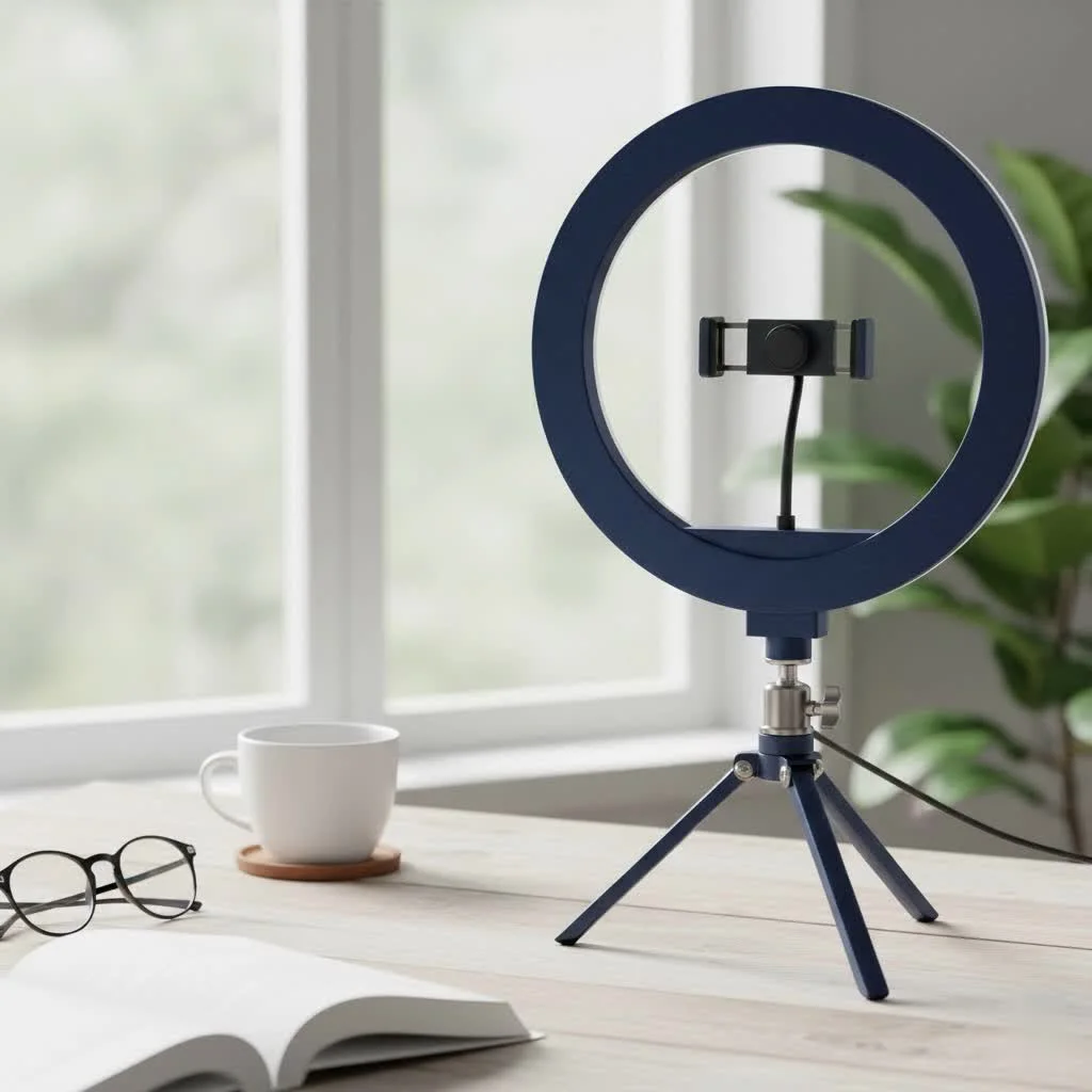 Person using a ring light for a Zoom call