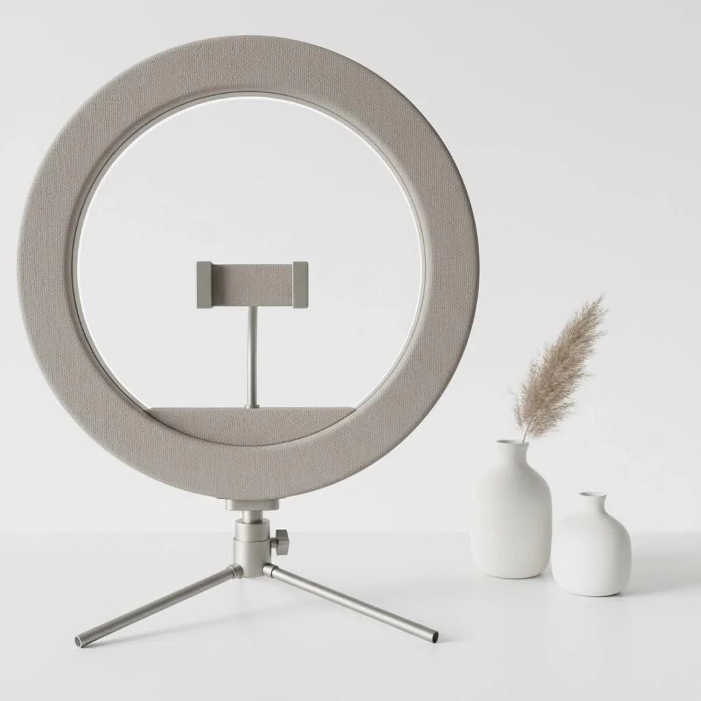 Person using a ring light for video recording