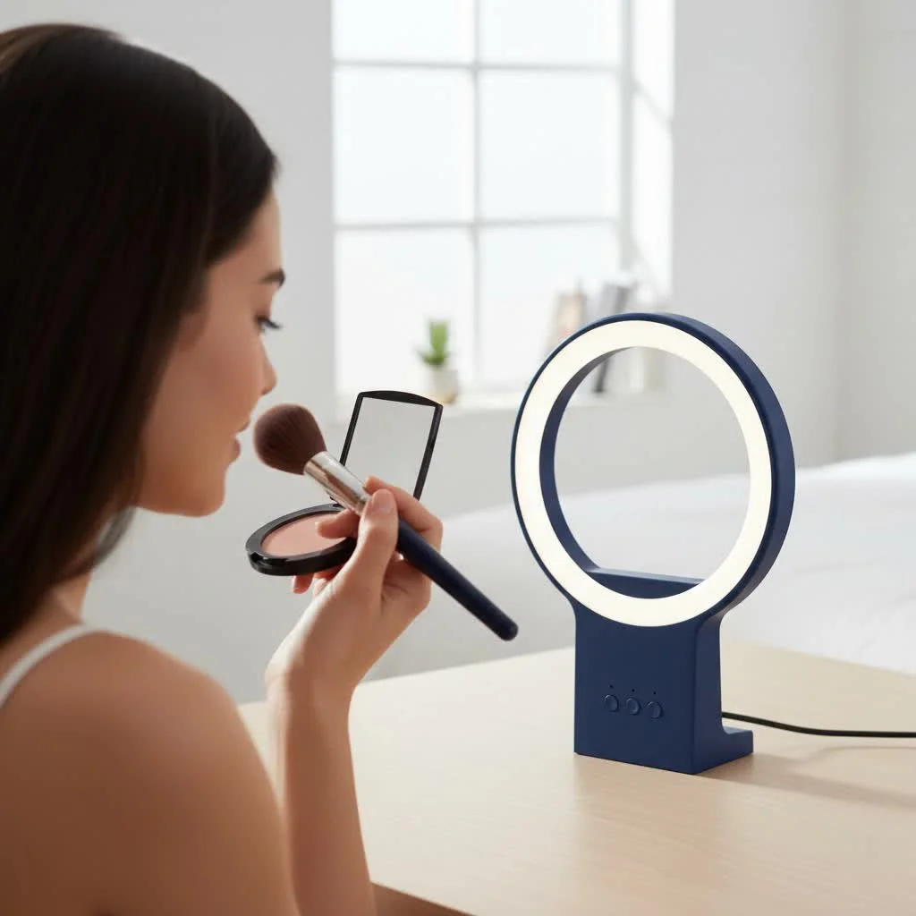 18 inch ring light illuminating a content creator