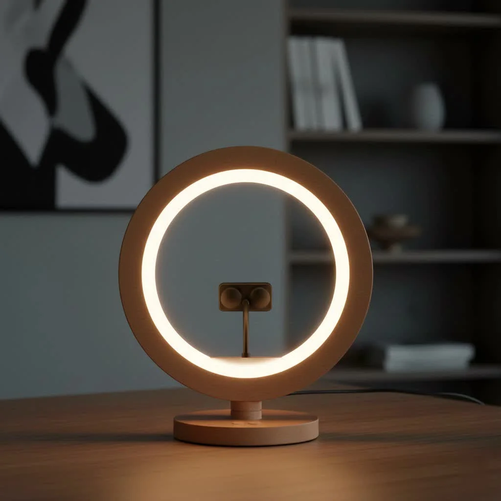 Mini ring light attached to a smartphone for improved lighting